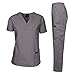 Dagacci Medical Uniform Womens and Mens Scrubs Set Medical Scrubs Shirt Top and Pant, Pewter Gray, Large, Short Sleeve