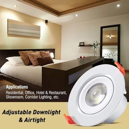 4 Pack LED Downlights - 3 Color Changing to Daylight | Natural White | Warm White - 5W Recessed Ceiling Spot Light - Round Adjustable Tilt Twist - Slim 75mm, Uses for Home, Office, Hotels, Decor