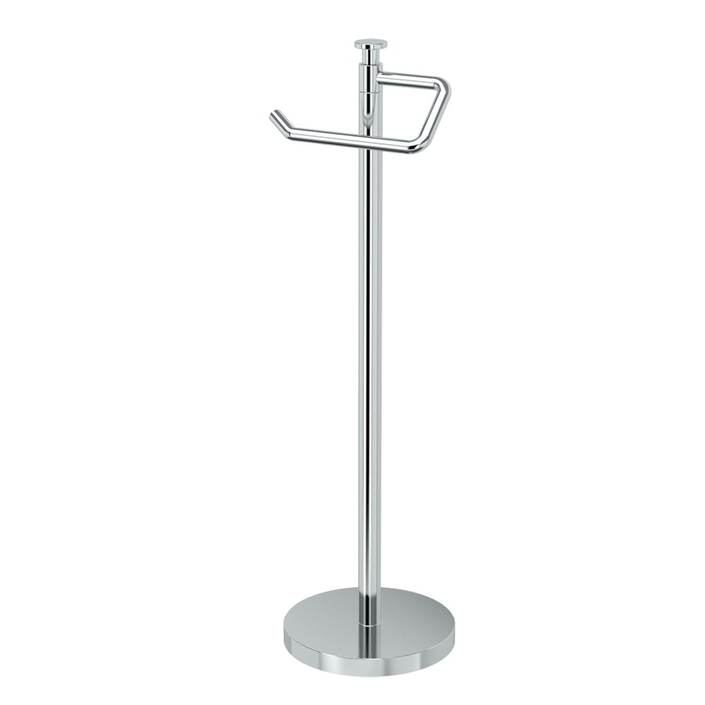 Photo 1 of Gatco 1435C Freestanding Toilet Paper Holder, 23.68” H, Chrome | Toilet Tissue Roll Holder Stand With Weighted and Padded Base For Bathroom