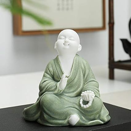 Escultura Decorativa Pequeño Monje Té Mascota Adorno De Cerámica P