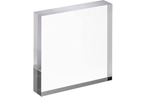 CiaoHER 1in Thickness 5in Square Acrylic Cube Display Block Clear Polished Pedestal Stand Riser Solid Base 5" x 5" x 1", 1 Pack