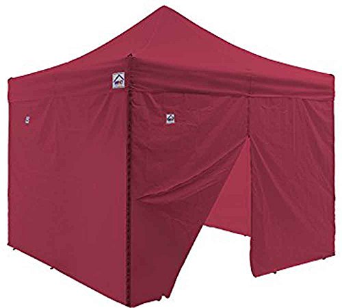 Impact Canopy 10 x 10 Pop Up Canopy Tent, Impact Canopies Instant Outdoor Gazebo Shelter, Solid and Mesh Sidewalls, Aluminum Frame, Red