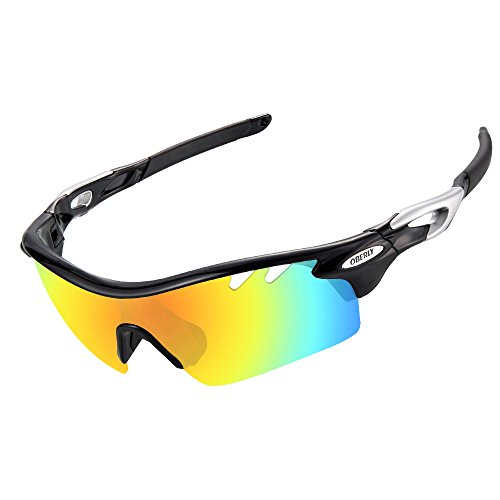 OBERLY Baseball Polarized Sunglasses, Sports Glasses with 4 Interchangeable Lenses for Men Women Cycling Fishing Running Driving Bicycle Golf