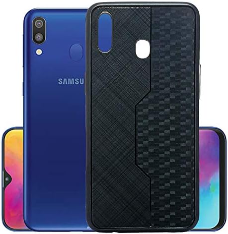 Caprazo Metallic Black Texture Flexible Shockproof Back Cover Case for Samsung Galaxy M20 - Black