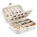 Tasybox Jewelry Travel Organizer Small Jewelry Box Leather Women Girls Traveling Jewelries Case and Portable Jewellery and Accessories Storage Holder, White
