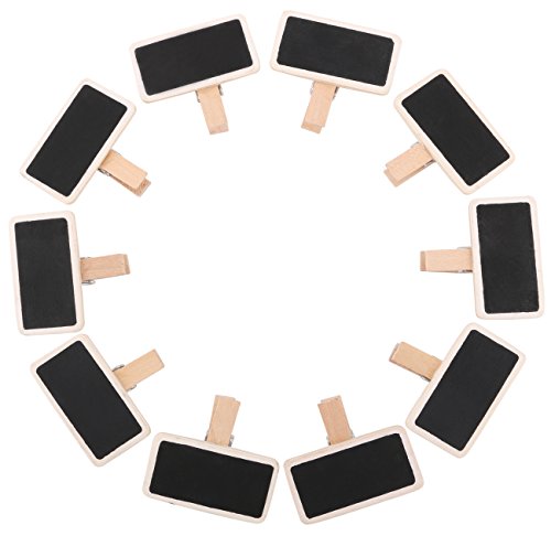 Dedoot 100pcs Mini Rectangle Chalkboard Decorative Wooden Chalk Board Clip, Message Chalk Board Signs Labels Clips for Wedding Kitchen Party Decor Note Taking - Thumbnail 3