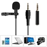 Lavalier Lapel Microphone,Omnidirectional Condenser Microphone Recording Clip-On for Computer PC Macbook iPhone iPod iPad Samsung All Smartphones,Perfect for Interviews,Skype,Audio Video Recording