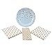Geeklife Blue Gold Dots Paper Party Plates, Metallic Gold Polka 9 inch Dessert Plates, Blue Elegant Disposable Decorative Plates Set, 20 count