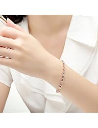 Bamoer brazalete de lujo delgado bañado en oro rosa con 5 cristales Cubic Zirconia de estilo para elegir