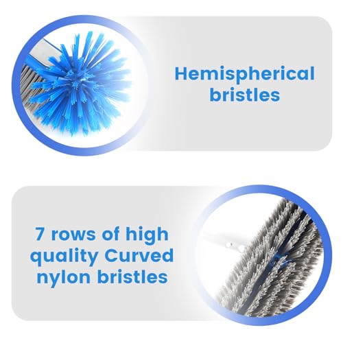LALAGO Floor Brush, Round Pool Brush, Hard Bristle Floor Broom with Detachable Handle, Bathroom Cleaning Brush, Scrubber for Bathroom, Pool, Kitchen, Tiles