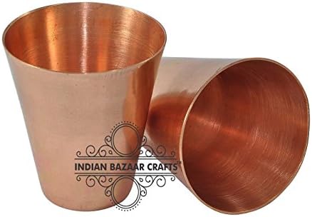 INDIAN BAZAAR CRAFTS Pure Copper Set of 2 Small Solid Copper Moscow Mule shot glasses 2 oz