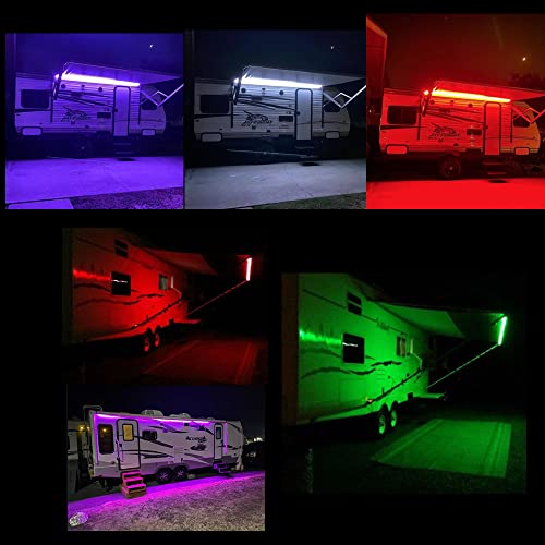 Vbakor RV Awning Lights Kit, 20FT RGB Dimmable Waterproof 12V Camper