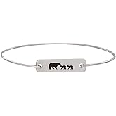 Mama Bear with 2 Cubs Bracelet Mom Baby Shower Gift Mother Birthday Jewelry Bangle Avg Size Woman