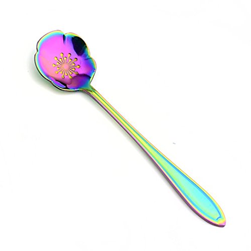 Oksale Flower Shape Icecream Tea Coffee Spoon Small Condiment Spoons Sugar Soup (E)
