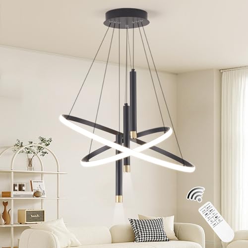 ORANOOR - Lámparas de araña LED negras modernas para comedor, recámara, sala de estar, regulables de 61.0cm, 5250 lm, lámpara colgante de cocina, comedor, lámparas de techo para colgar sobre la