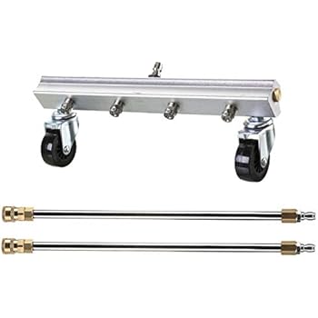 M MINGLE Pressure Washer Water Broom, 13 Inch Surface Cleaner Attachment with 2 Pieces 15 Inch Extension Wand