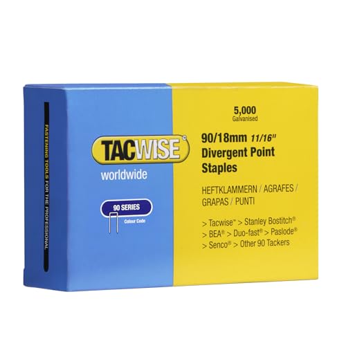 Tacwise 0312 Galvanised Narrow Crown Staples, Type 90/18 mm, Pack of 5000