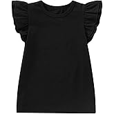 Toddler Baby Girls Tshirt Cotton Ruffled Flying Sleeves Tee Tops Little Girls Blouse Clothes