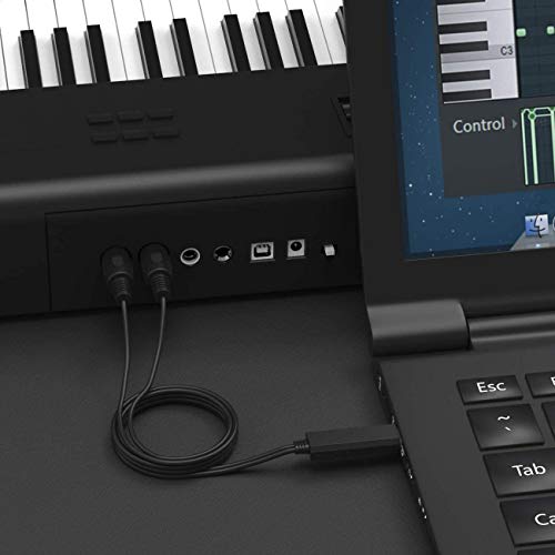 USB MIDI Interface Cable - MIDI to USB 1 In 1 Out Cable Converter - for Music MIDI Keyboards Synthesizer Drum Home Music Studio(6.5 Ft /2M)