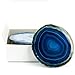 LARGE BLUE AGATE COASTERS Set of 4 Sliced Thick with Felt Bumper (4.25