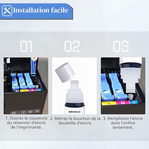 SHUOLEI 102 Ink ET-2856 ET-4856 ET-2850 ET-15000 ET-2700 Compatible with Epson 102 Ink Bottle Multipack for ET-2750 ET-2751 ET-2756 ET-2851 ET-3700 ET-3750 ET-475 0 ET-4850 (4 Pack,BK C M Y)