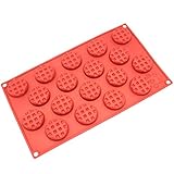 Freshware SM-137RD 18-Cavity Silicone Mini Round Waffle, Cookie, Chocolate, Candy and Gummy Mold