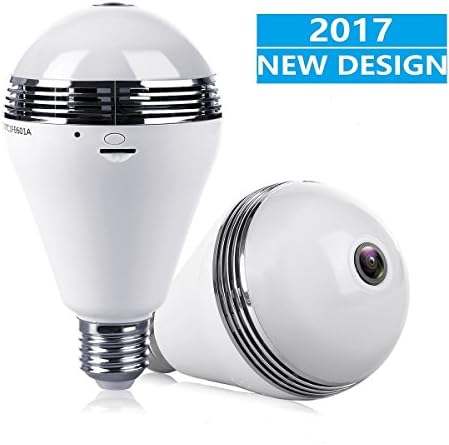 Security Camera Bulb System - Lee Lighting, Wireless Home Security IP Panoramic Camera Light Bulb System, 360 Degree Fisheye Lens Wifi Video Digital Security Camera