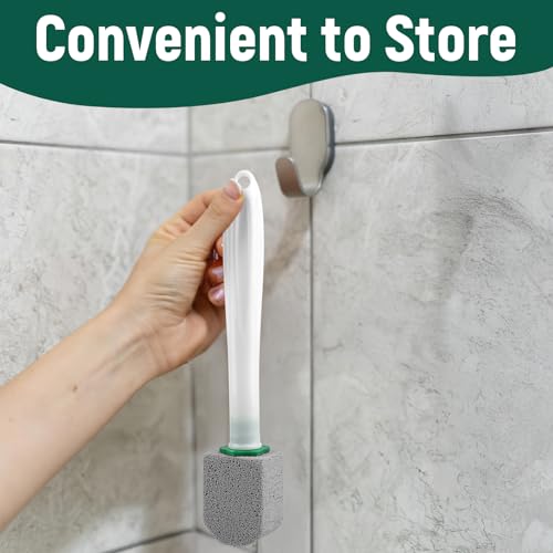 Pumice Stone Toilet Cleaner, Pack of 10 Toilet Cleaning Block with 1 Handle, Cleaning Stone for Toilet, Bathroom, Kitchen & Swimming Pools, Stubborn Stains, Limescale & Urine Stone
