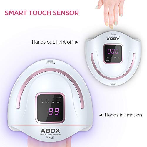 UV LED Nail Lamp, ABOX Star2 72W Nail Dryer Fast Dry for Gel Nails Polish Curing with 36 pcs LEDs, 4 Timer Setting, Auto Senor, LCD Display, Detachable Base, Gel Polish Lamp for Home and Salon - Thumbnail 4