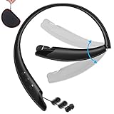 Foldable Bluetooth Headphones,Senbowe Wireless Neckband Sports Bluetooth Headset with Retractable Earbuds,Noise Cancelling, Mic,Magnet Sweatproof Stereo Earphones for Bluetooth-enabled Devices
