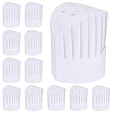 WILLBOND 12 Pack Disposable High Chef Hat Set Adjustable Kitchen Cooking Chef Cap for Home Kitchen, Restaurants, School, Birthday Party or Catering Equipment (9 inch)