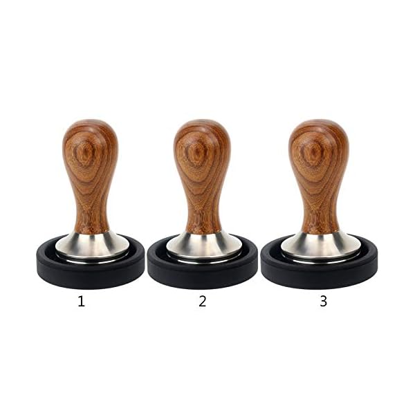 S-TROUBLE Barista Espresso Tamper Holzgriff Kaffeehammer Edelstahl Flat Tamper Base Kaffeestempel mit Matte Kaffeepulver… – Bild 3
