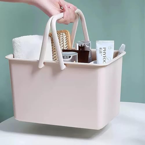 ORCHID M® 2 Pack Cleaning Supplies Caddy, Portable Plastic Shower Caddy Storage Organizer Basket/Bucket with Handles for Household, Bathroom, Kitchen, College Dorm Room Essentials, Green and pink