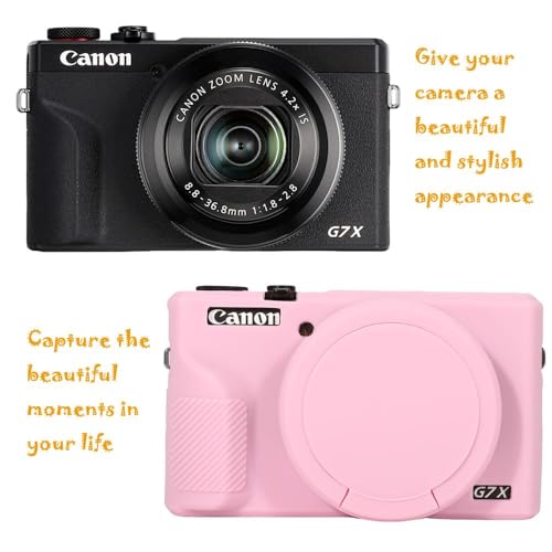 Case for Canon Powershot G7X Mark III Digital Camera, G7X Mark iii Camera Silicone Case, Soft Silicone Protective Cover with Removable Lens Cover for Canon G7-X Mark3 (Pink)
