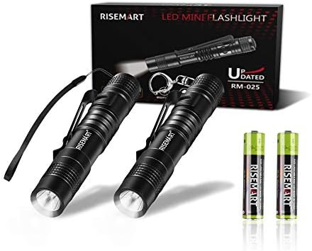 RISEMART Mini 3.5" AAA Pocket EDC 100 Lumens Flashlight with Clip - Super Small Pen Torch CREE XPE-R3 Bright LED Pen light for Inspection, Work, Repair(Pack of 2)