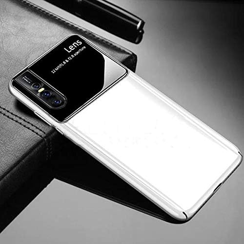 Axxeum Camera Lens Protection Luxury & Elegant Glass + PC Back Case Cover for Vivo V-15 Pro (Lens White)