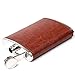 GDLF Men Hip Flask, Stainless Steel Flask, Brown Leather Pocket Drinking Flask for Storing Whiskey Alcohol Liquor, 8 oz