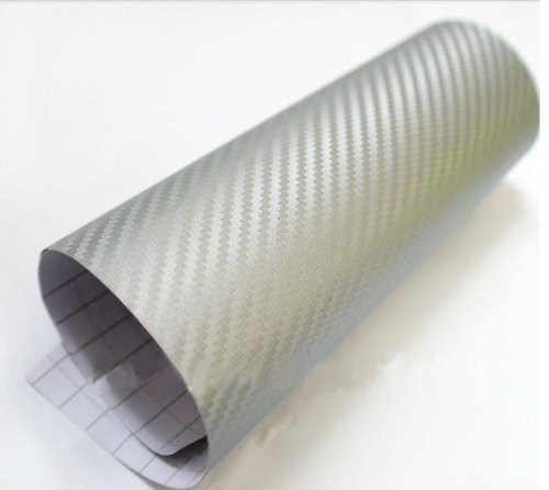 3D Silver Carbon Fiber Film Twill Weave Vinyl Sheet Roll Wrap - 24" x 60"