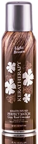 Keratherapy Perfect Match Gray Root Concealer Light Brown 3 Ounces by Diora Keratherapy