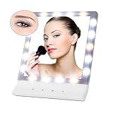 Lighted Make Up Mirror,Charminer Illuminated Cosmetic Desktop Vanity Mirror with 18 LED Adjustable Lights,Touch Screen USB Mirror with Removable 10x Magnifying Spot Mirror