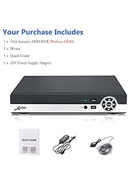 ANRAN - Grabadora de vídeo digital de 16 canales de seguridad DVR 1080N AHD NVR HD para CCTV, sistema de cámara de seguridad, compatible con monitoreo de teléfono móvil, detección de movimiento, grabación en tiempo real, sin disco duro