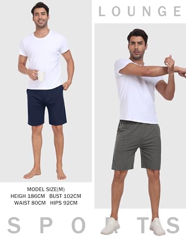 JINSHI Men's Cotton Modal Soft Short Pajama Pants Sleepwear Home Casual Elastic Waist with Pockets