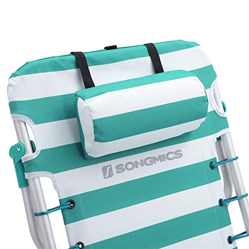 SONGMICS strandstoel met afneembare hoofdsteun, draagbare klapstoel, campingstoel, rugleuning tot 180° verstelbaar, met… - Image 7