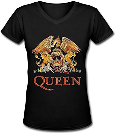 Wenlitee Queen-Bohemian Rhapsody Women's Short Sleeve V-Neck Basic T-Shirt Black
