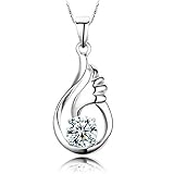 Sephla White Gold Plated 1ct CZ Diamond Angel Wing Pendant Necklace For Women