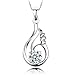 Sephla White Gold Plated 1ct Cubic Zirconia Angel Wing Pendant Necklace For Women