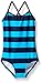 Kanu Surf Girls Beach Sport Banded 1 Piece Swimsuit, Layla Navy/Aqua Stripe, 6X