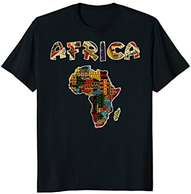 Mens African pride traditional ethnic pattern Africa map t-shirt Large Black