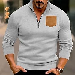 Mens Quarter Zip Pullover Vintage Fashion Long