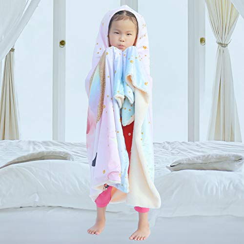 SKOLOO Soft Pink Hooded Blanket for Girls, Wearable Blanket Hoodie